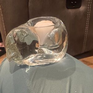 Clear Glass kitty Candle Holder